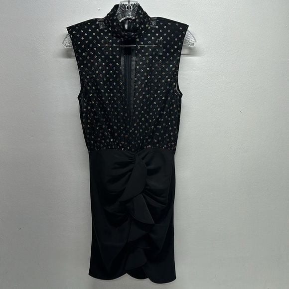 NBD Dress Sleeveless Mini Semi Sheer Polka Dot Sparkle Glitter Black New NWT XS - Picture 1 of 11